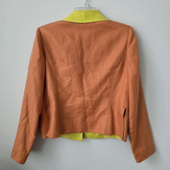 VALENTINO | Linen Blazer Silk Lining Orange Green Sz 10 - Picture 2 of 9